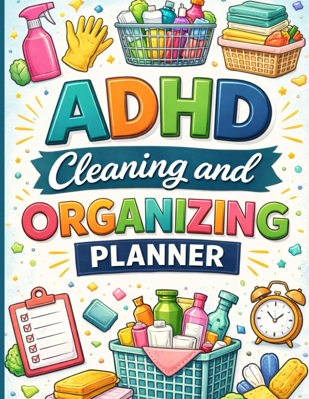 ADHD Cleaning and Organizing Planner: A Colorful 30 Weeks Schedules, Weekly & Daily Cleaning Pages & a Room-by-Room Cleaning Checklists, Declutter Challenges, and more baixar livro de graça