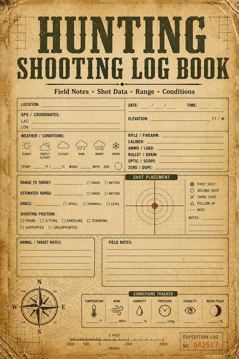 Hunting Shooting Log Book: Field Performance Tracker for Rifle Accuracy, Shot Placement, Weather Conditions & Game Harvest History baixar livro de graça
