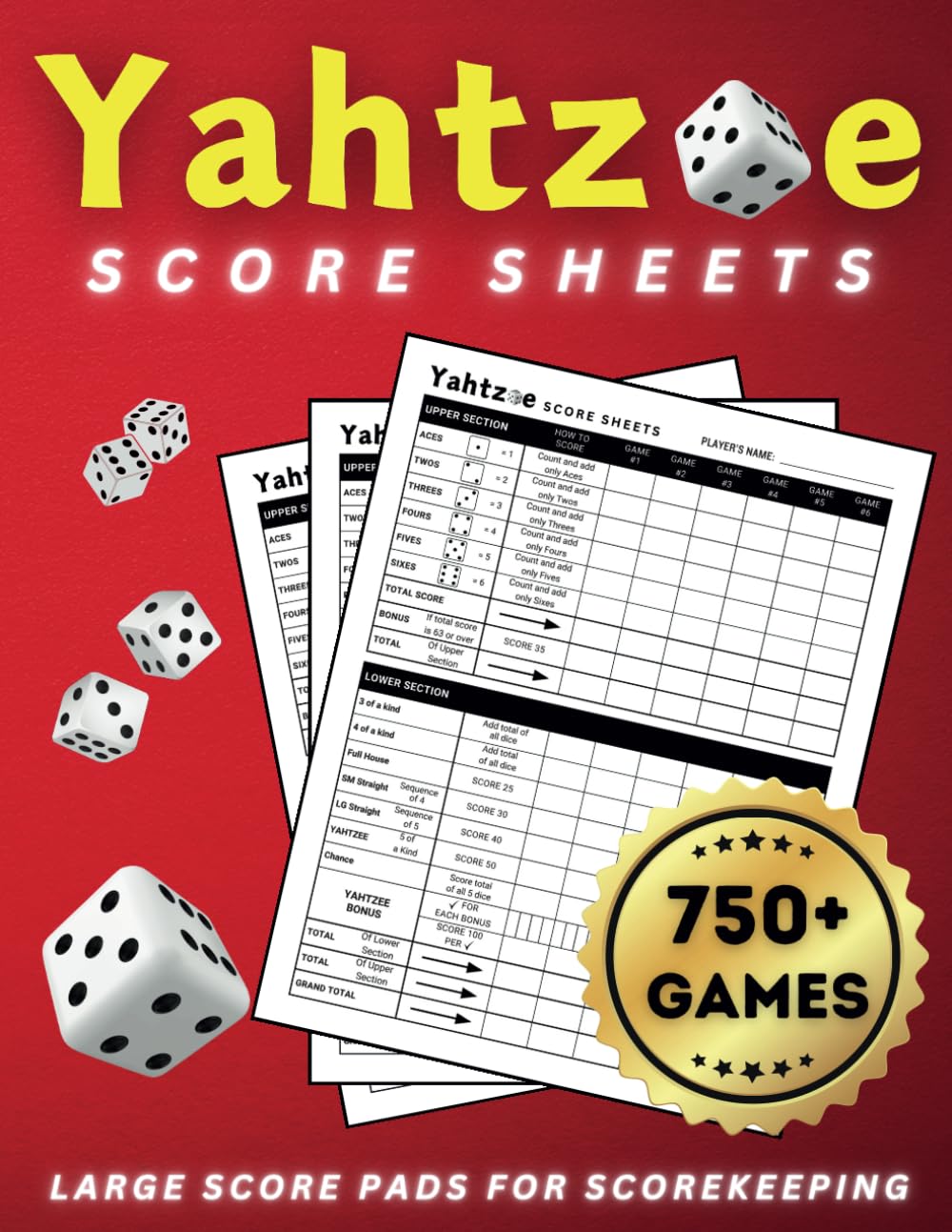 Yahtzee Score Sheets: Large Print Score Pads for Scorekeeping with Size 8.5 x 11 inches | 750+ Score Games | 130 Pages baixar o livro de graça