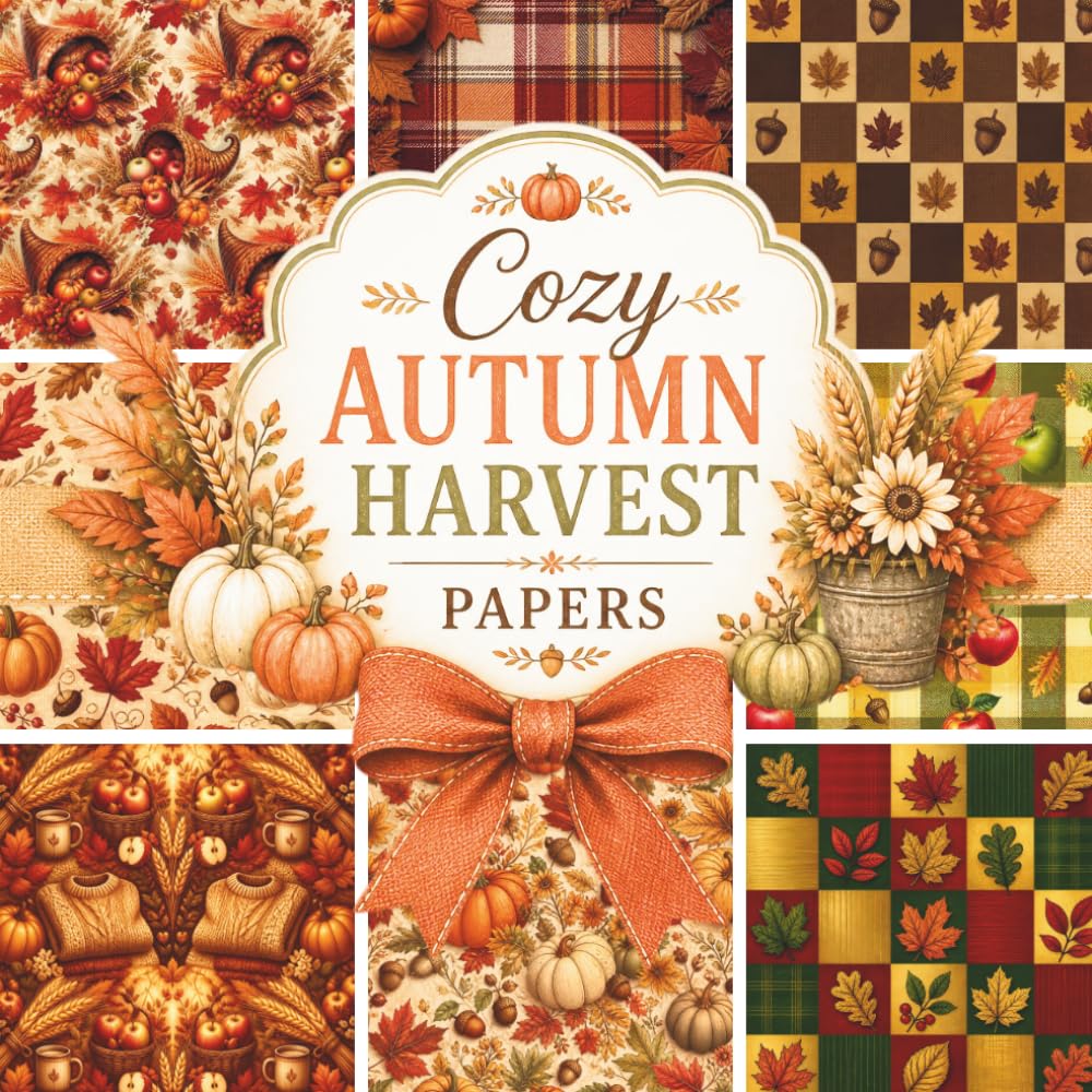 Cozy Autumn Harvest Scrapbook Paper: 8 Rustic Fall Patterns | 24 Single-Sided Sheets | Pumpkins, Leaves, Sunflowers, Plaids & Cozy Harvest Designs baixar o livro de graça