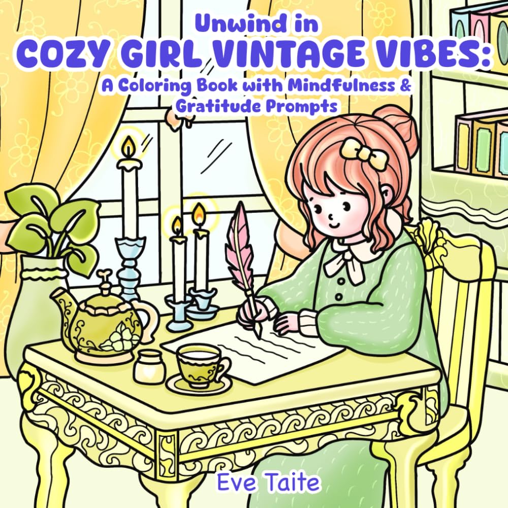 Unwind in COZY GIRL VINTAGE VIBES: A Coloring Book with Mindfulness & Gratitude Prompts baixar livro de graça