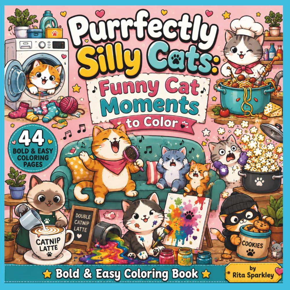 capítulo por capítulo baixar Purrfectly Silly Cats: Funny Cat Moments to Color: Bold & Easy Coloring Book, 44 Funny Cat Illustrations for Stress Relief, Relaxation & Creative Fun (Purrfectly Silly Cats Coloring Books)