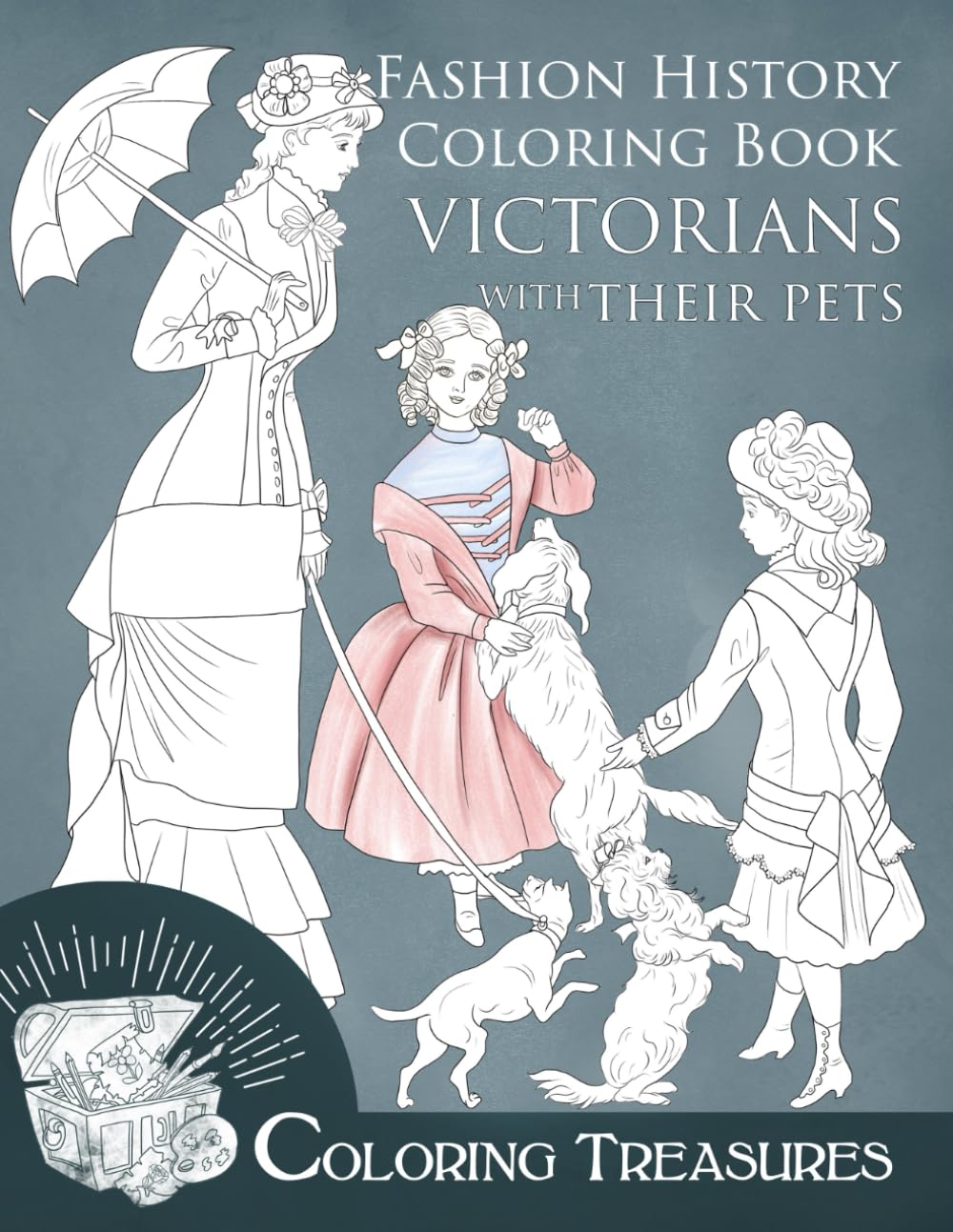 Fashion History Coloring Book, Victorians with their pets: A Collection of 19th Century Vintage Fashion Plates Line Art Illustrations baixar o livro de graça