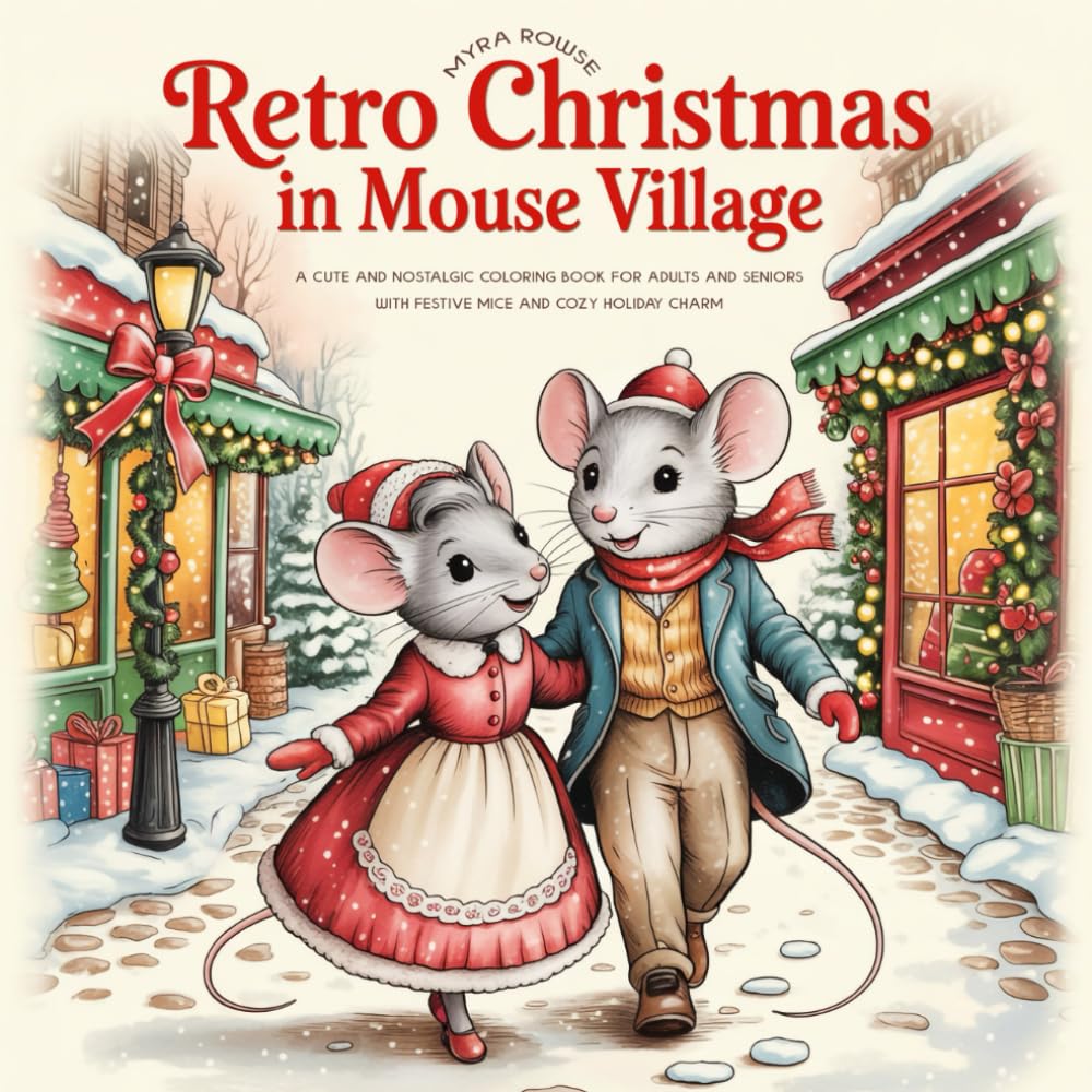 Retro Christmas in Mouse Village: A Cute and Nostalgic Coloring Book for Adults and Seniors with Festive Mice and Cozy Holiday Charm baixar o livro de graça