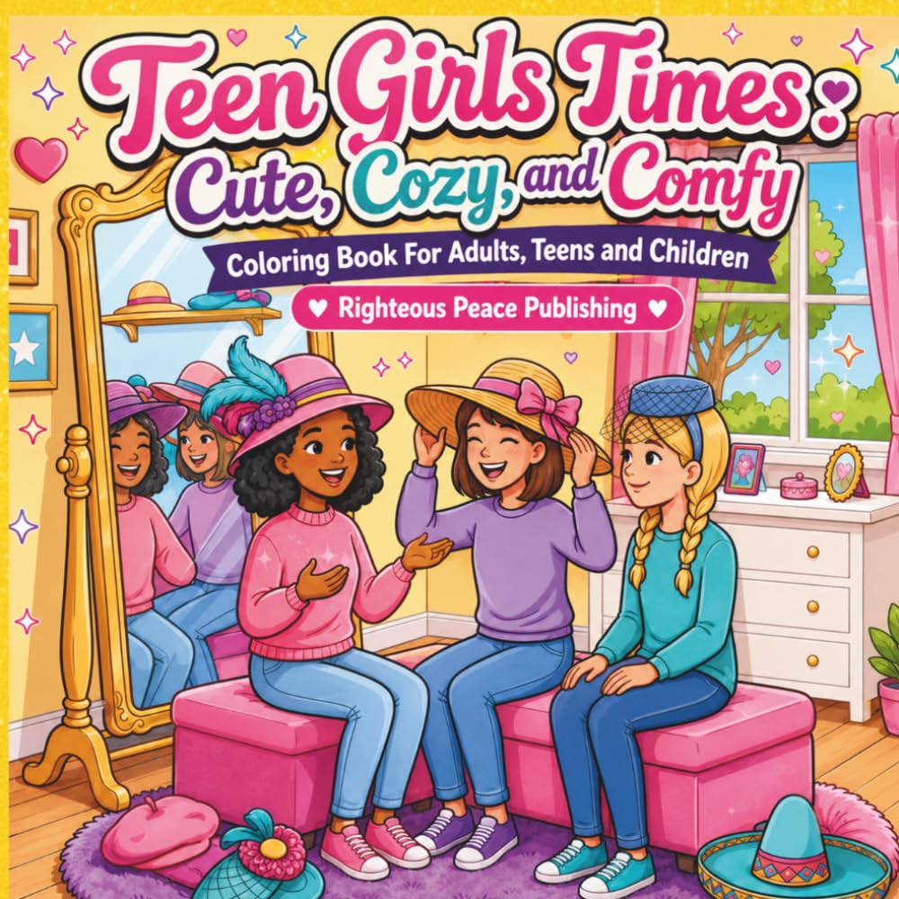 ler totalmente Teen Girls Times: Cute Cozy Comfy Coloring Book for Adults, Teens, and Children: 50 Coloring Pages for Creativity, Stress Relief, and Fun