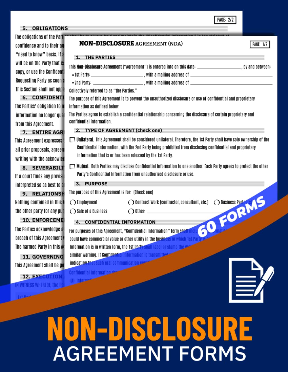 Non-Disclosure Agreement Forms: Confidential Binding Contract Logbook for Employees, Consultants & Business Partners | 60 Forms, 120 Two-Sided Pages baixar o livro de graça
