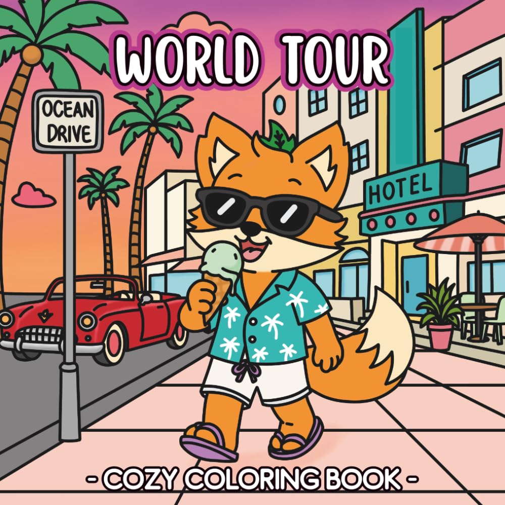 ler totalmente Cozy Travel Coloring Book - Azeryon's World Tour: Coloring Book, Azeryon Around the World, 40 Cozy Illustrations for All Ages, Relaxing Stress Relief