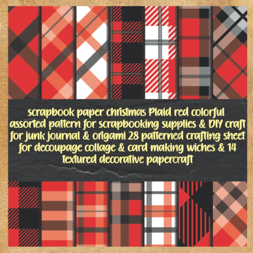capítulo por capítulo baixar scrapbook paper christmas Plaid red colorful assorted pattern for scrapbooking supplies & DIY craft for junk journal & origami 28 patterned crafting... wiches & 14 textured decorative papercraft
