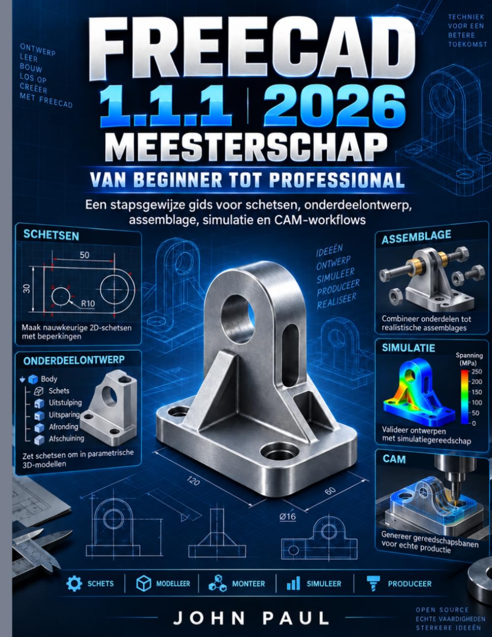 FREECAD 1.1.1 MEESTERSCHAP 2026 VAN NUL NAAR PROFESSIONAL: Een stapsgewijze handleiding voor schetsen, onderdeelontwerp, assemblage, simulatie en CAM-workflows. (Dutch Edition) baixar livro de graça