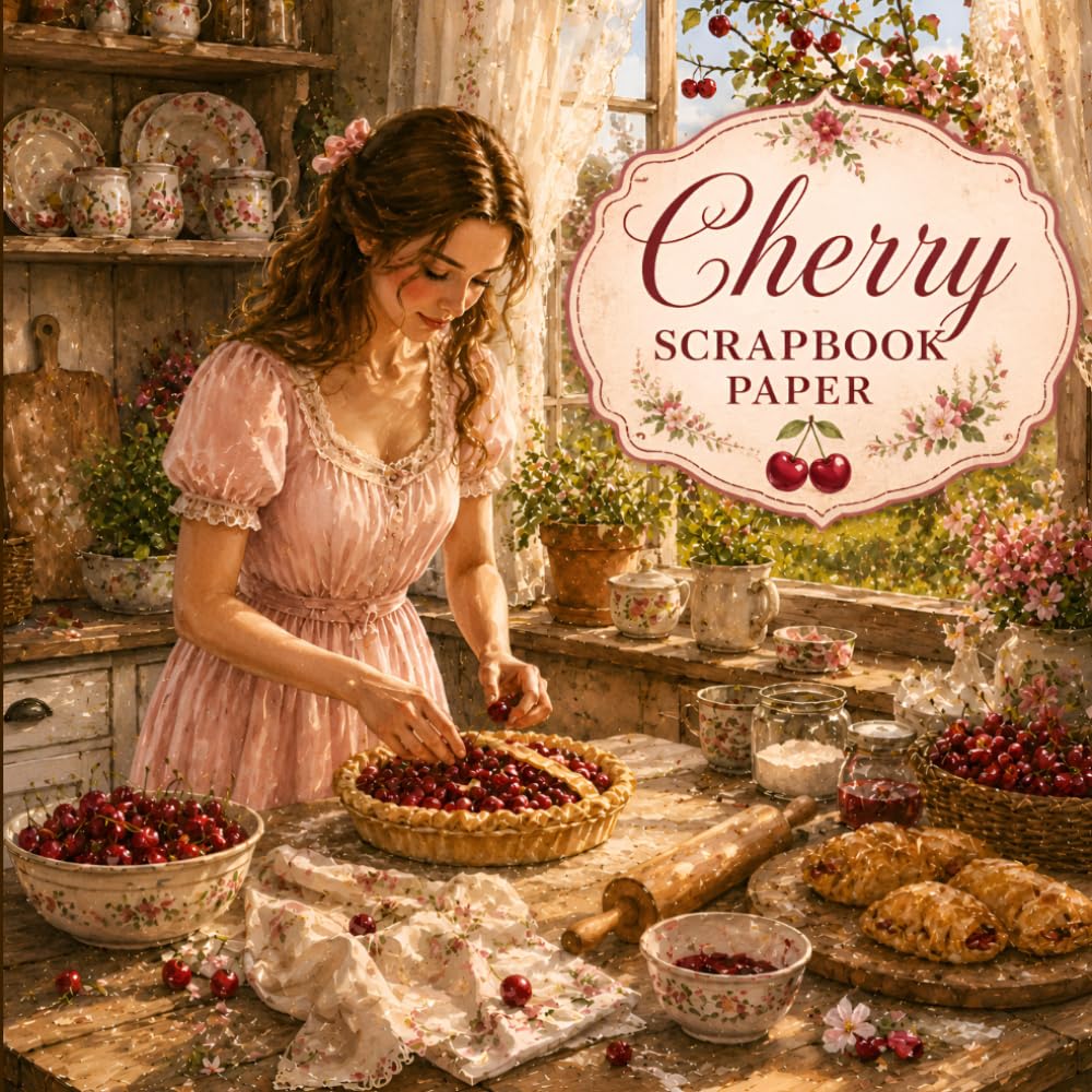 ler totalmente Cherry Scrapbook Paper: Elegant Cherry Cottagecore Designs for Journaling, Scrapbooking, Card Making, Collage & Crafts — Perfect for Crafters, DIY Lovers & Cottagecore Enthusiasts