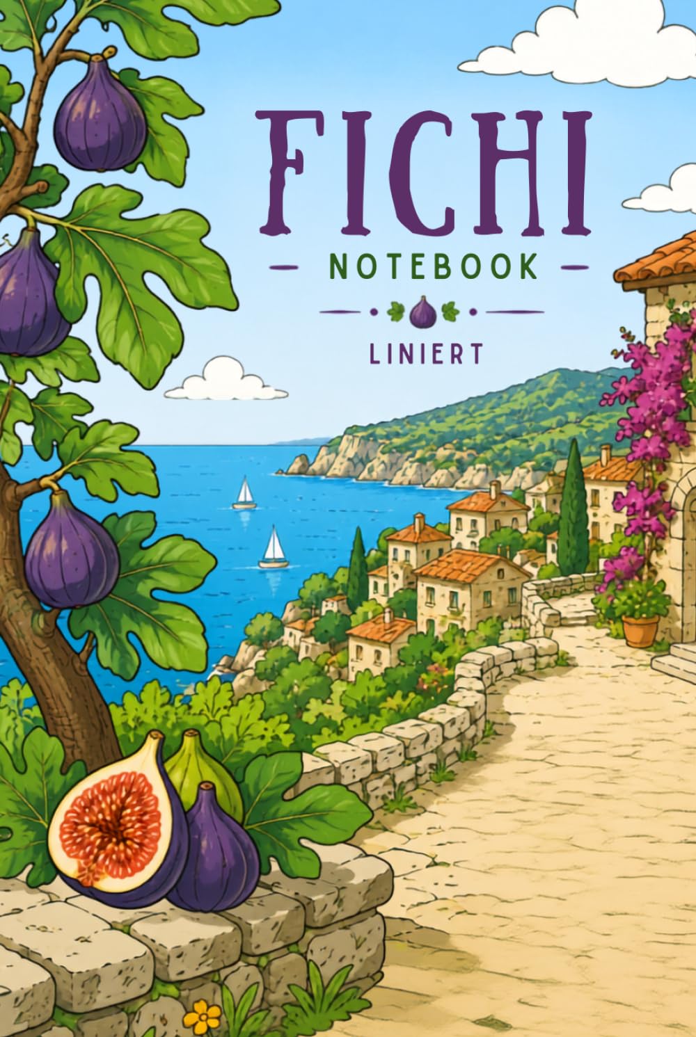 Fichi Notizbuch: Liniert, 120 Seiten: Elegantes Notizheft mit mediterranem Feigen Motiv für Schule, Studium, Büro und Reisen (German Edition) baixar livro de graça