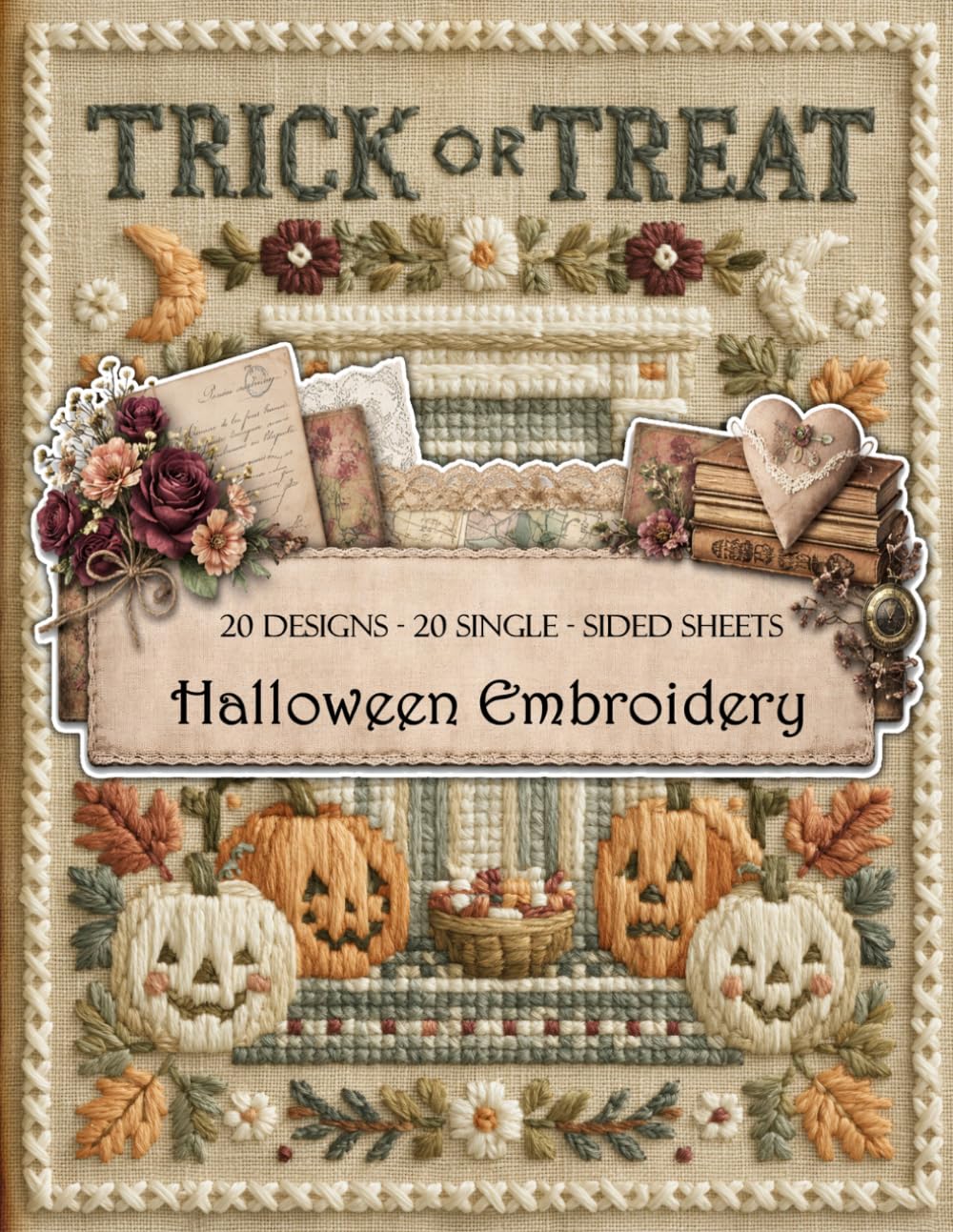 Halloween Embroidery Scrapbook and Junk Journal Papers 8.5” x 11”, 20 Single-Sided Sheets For Scrapbooking, Collage, Card Making and Papers Craft baixar o livro de graça