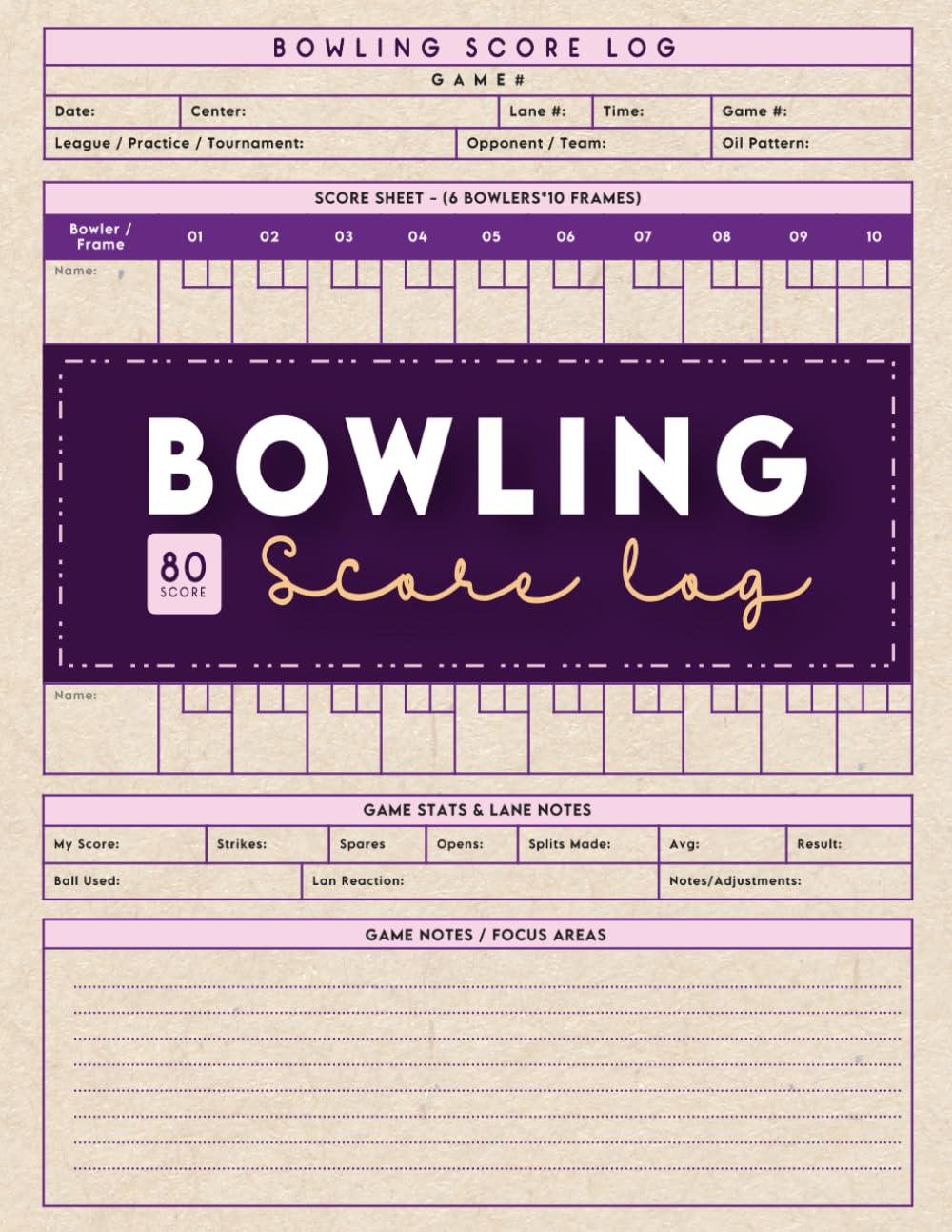 Bowling Score Log Book: 80 Bowling Score Game Sheets, League Practice Score Tracker, Tournament Records, Practice Log & Stats Progression baixar livro de graça