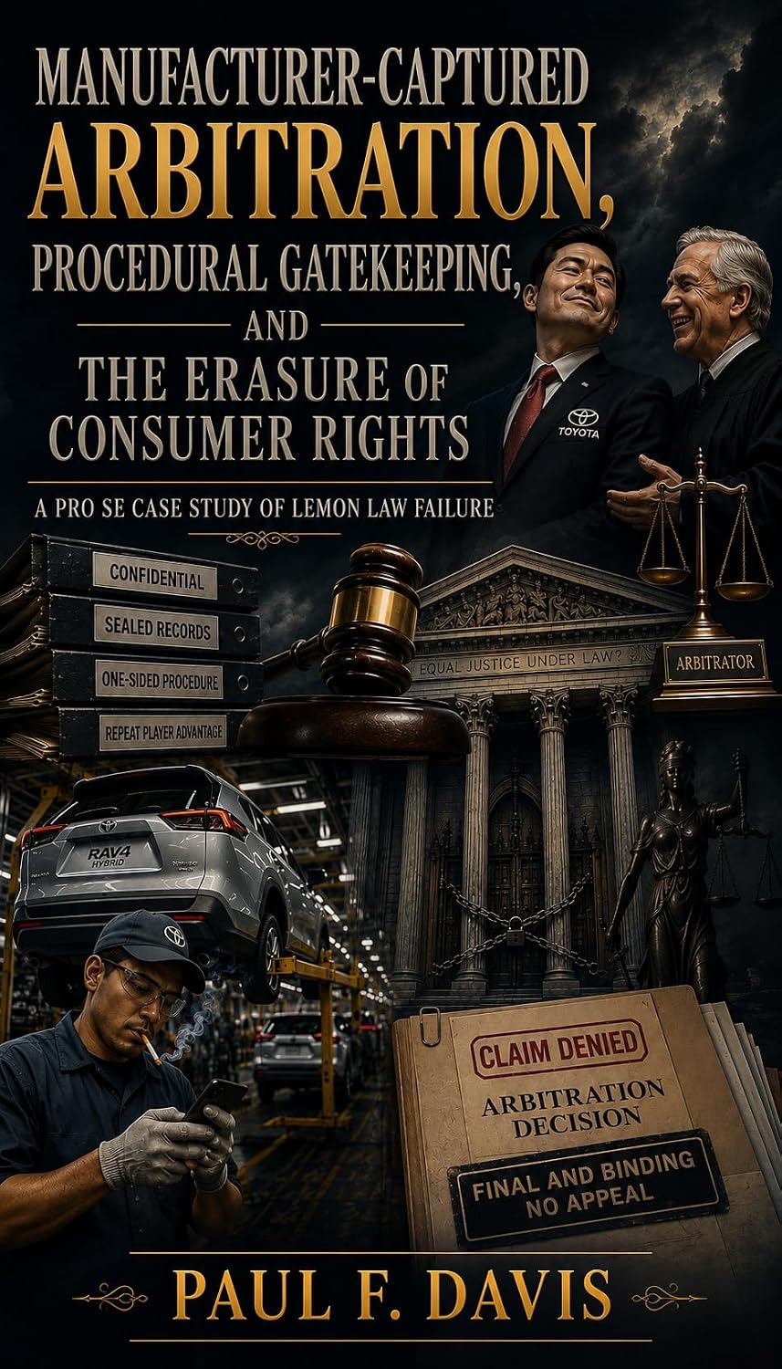 ler totalmente Manufacturer-Captured Arbitration, Procedural Gatekeeping, and the Erasure of Consumer Rights: A Pro Se Case Study of Lemon Law Failure (English Edition)