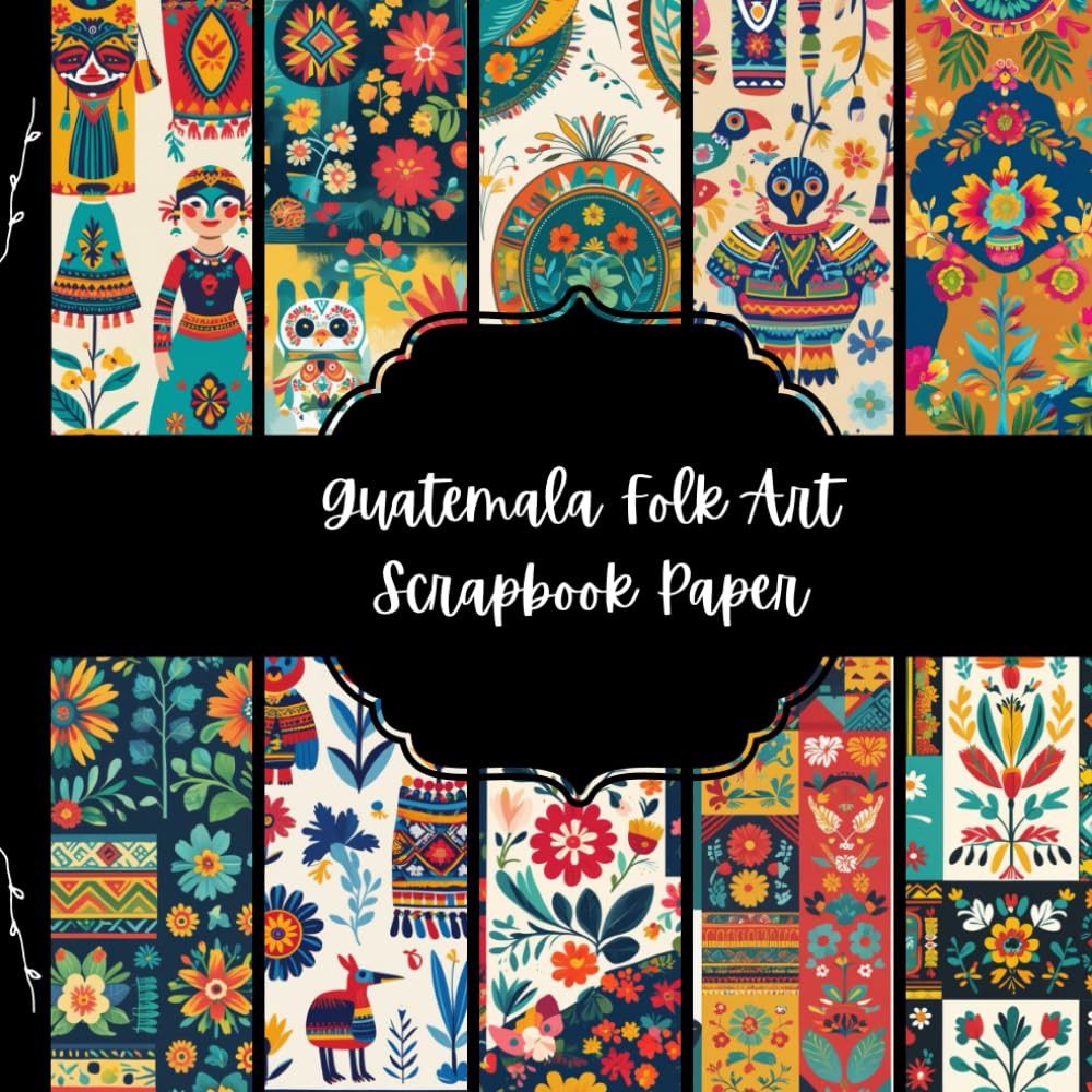 ler totalmente Guatemala Folk Art Scrapbook Paper, North America Junk Journal Paper, Travel Decorative Paper, DIY Projects, Origami, Collage Sheets, Decoupage Paper, 10 Designs, Double SIded