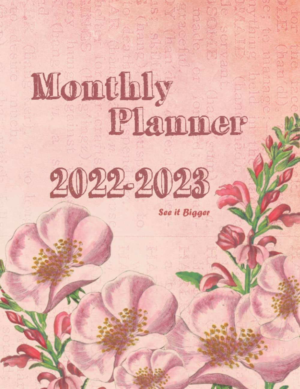 ler totalmente 2022 2023 Monthly Planner see it bigger: large 2 year calendar planner, Monthly with wide lines daily blocks, January-December, 24 month planner, 8.5 x 11, Goal &Todo Organizer - pink flower Cover