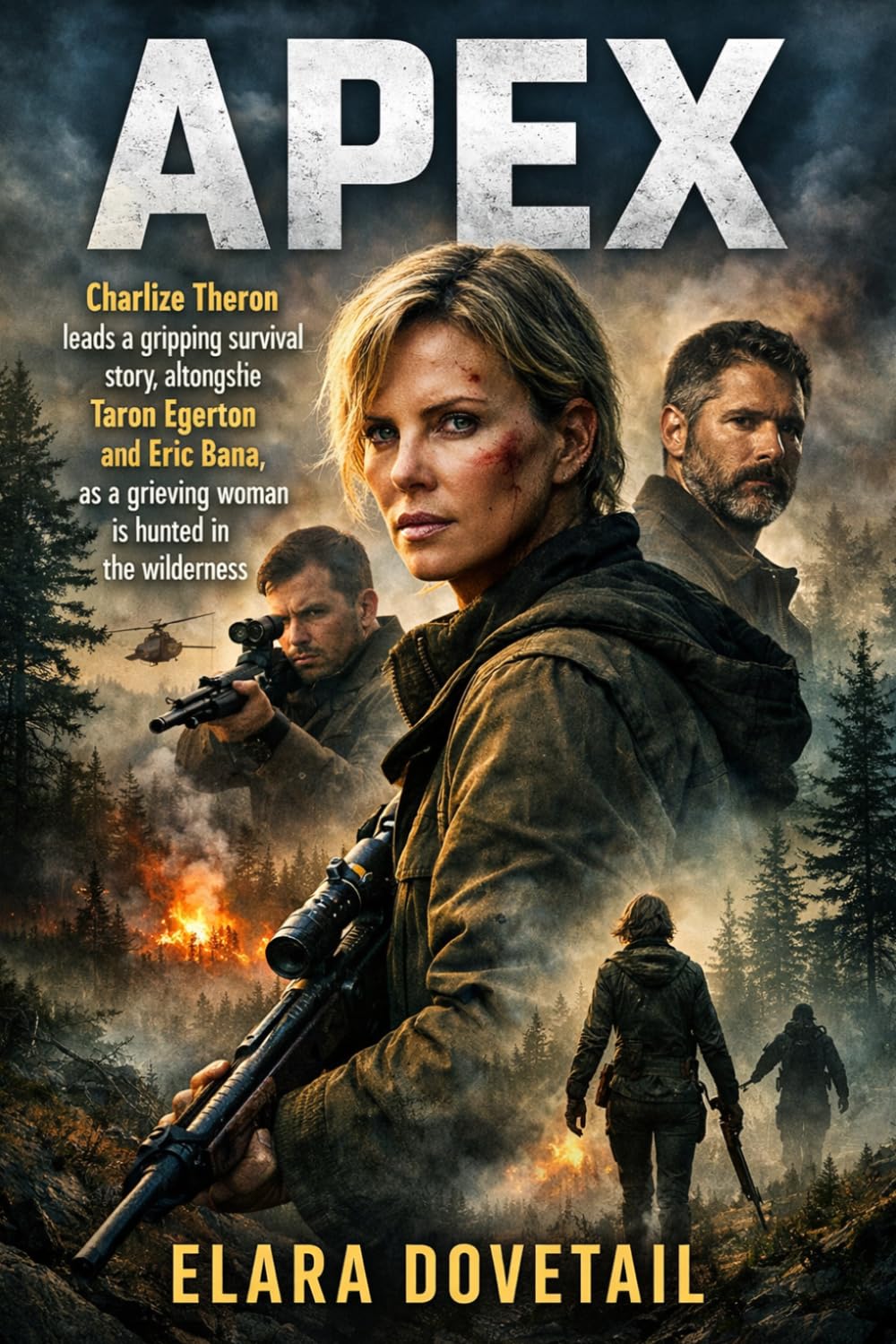 Apex: Charlize Theron leads a gripping survival story, alongside Taron Egerton and Eric Bana, as a grieving woman is hunted in the wilderness.