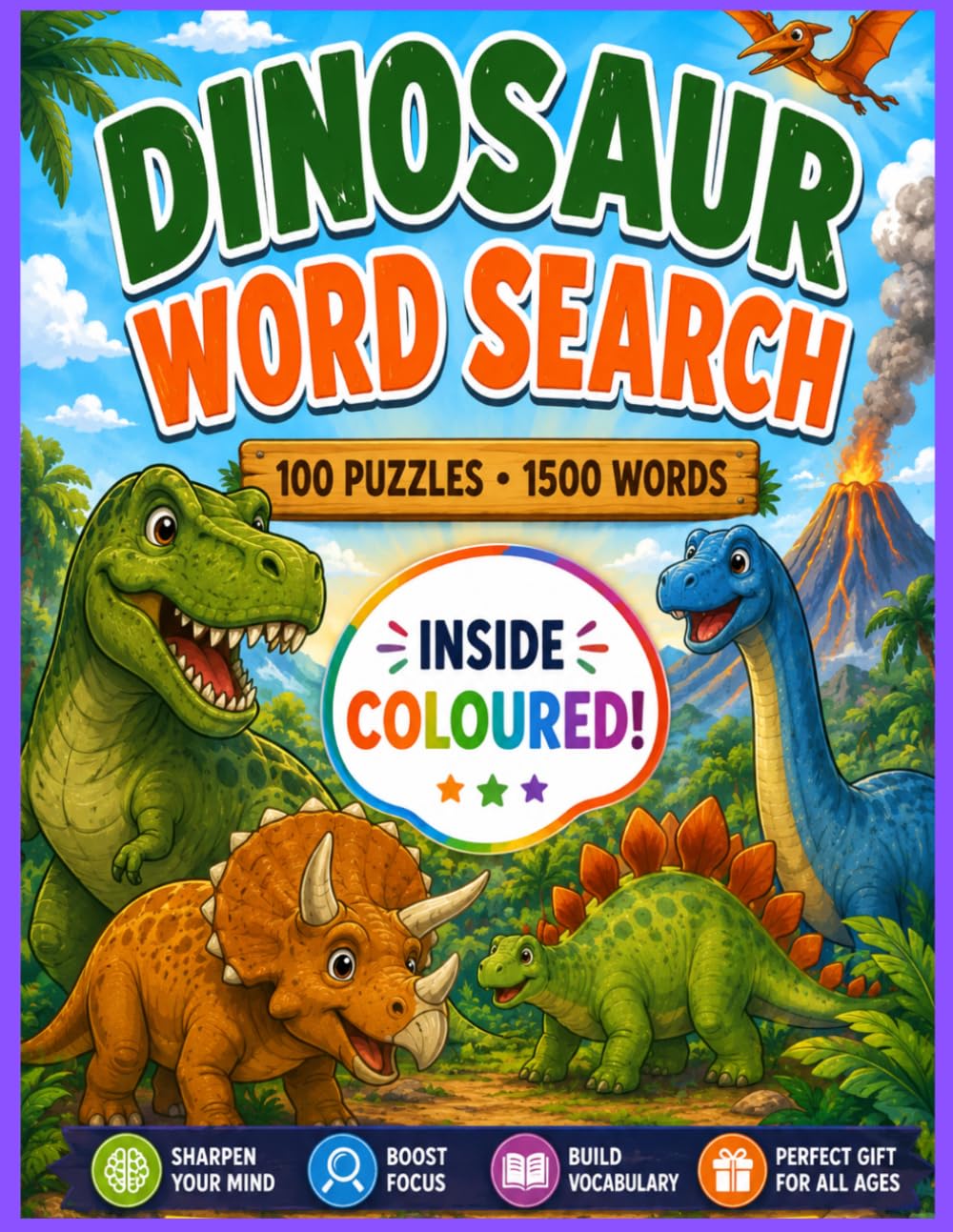 capítulo por capítulo baixar Dinosaur Word Search Puzzle Book: 100 Fun Large-Print Dinosaur Word Search Puzzles with 1,500 Words in Full Colour for Kids, Teens, Adults and Seniors