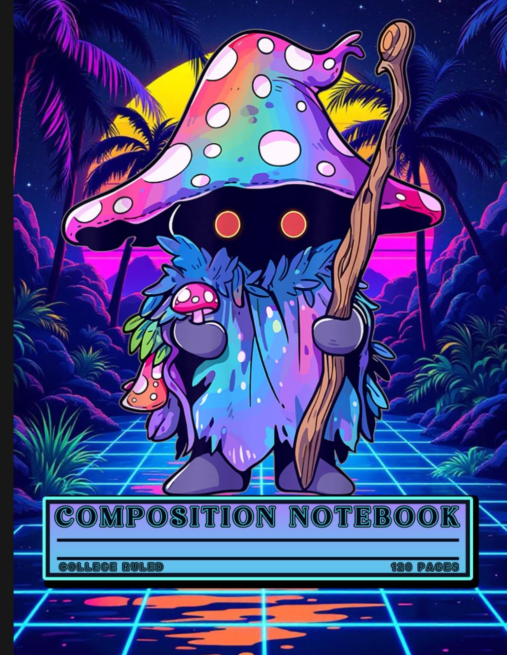ler totalmente Composition Notebook College Ruled Trippy Wizard Festival Vibes - Psychedelic EDM Rave Journal for Students, Music Fans, and Creative Writing