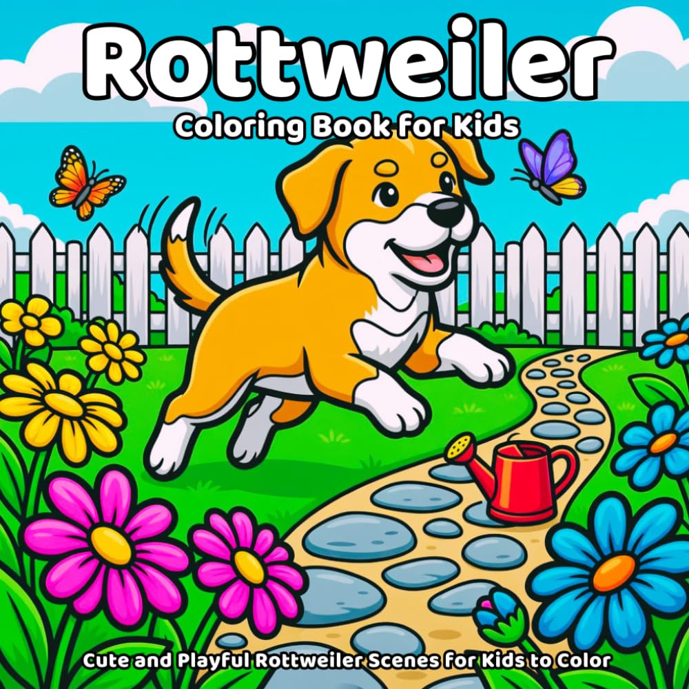 ler totalmente Rottweiler Coloring Book: Cute and Playful Rottweiler Scenes for Kids to Color