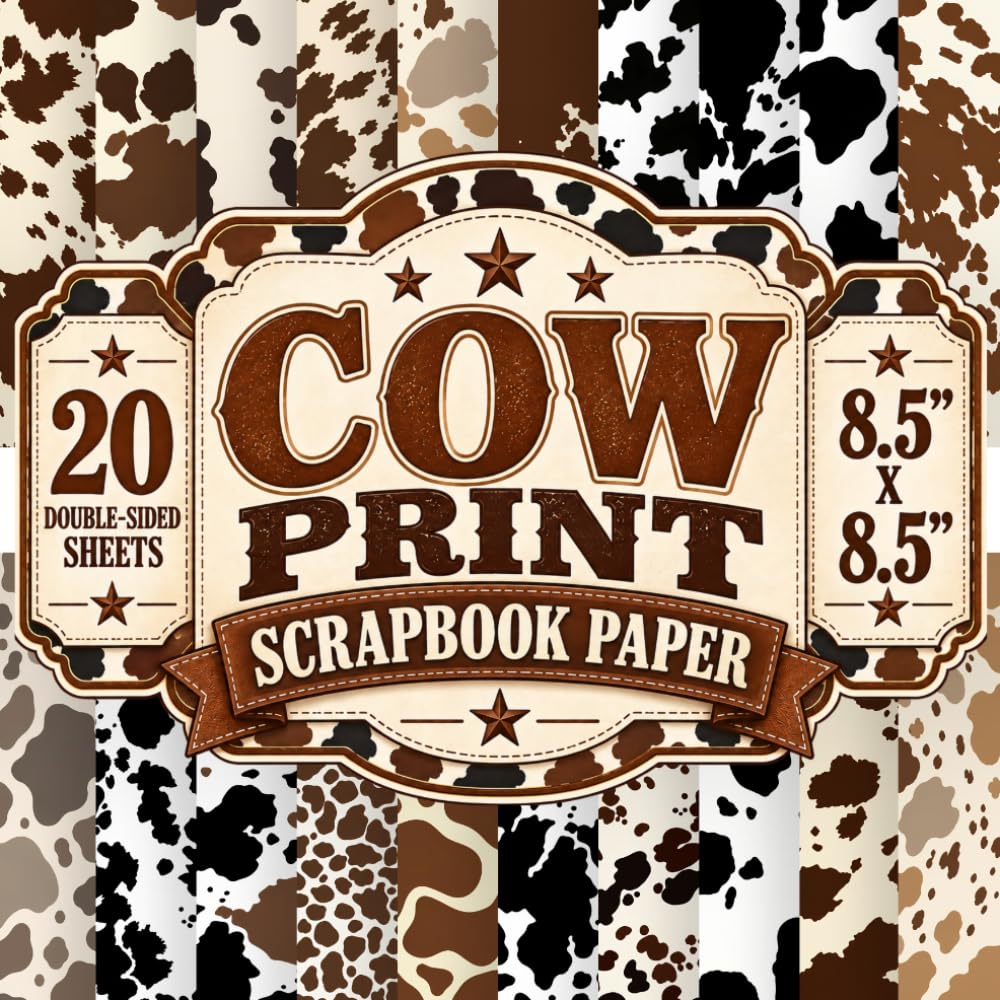 Cow Print Scrapbook Paper: 8.5" x 8.5" 20 Double-Sided Sheet 20 Designs Decorative Craft Paper with Classic Black & White Cow Spots, Brown & Tan Hide... Journals, Card Making, Decoupage & Collage baixar o livro de graça