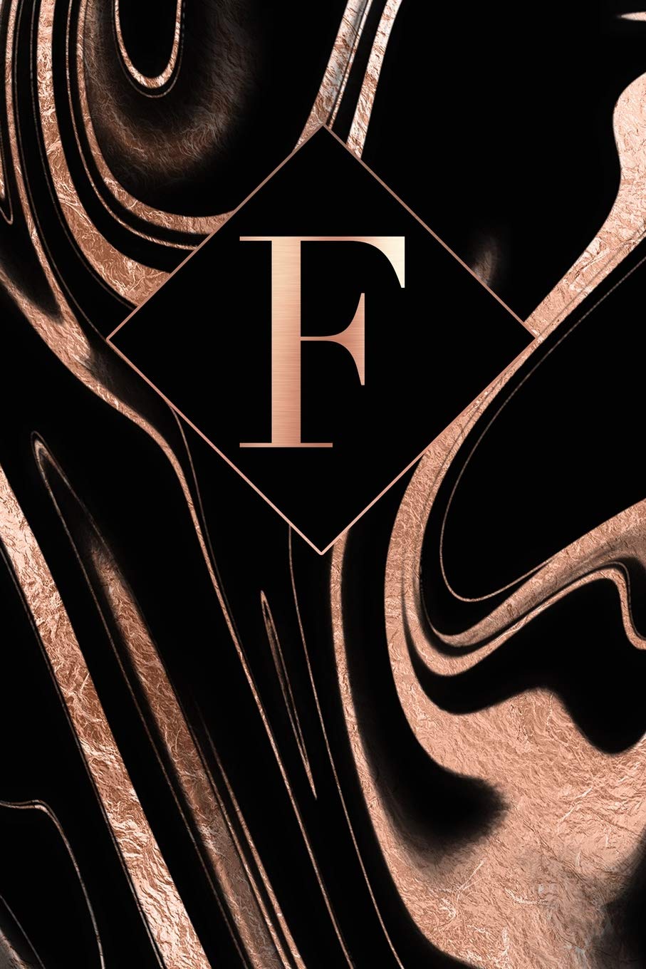 F: Letter F Journal, Rose Gold Swirls on Black, Personalized Notebook Monogram Initial, 6 X 9 baixar o livro de graça