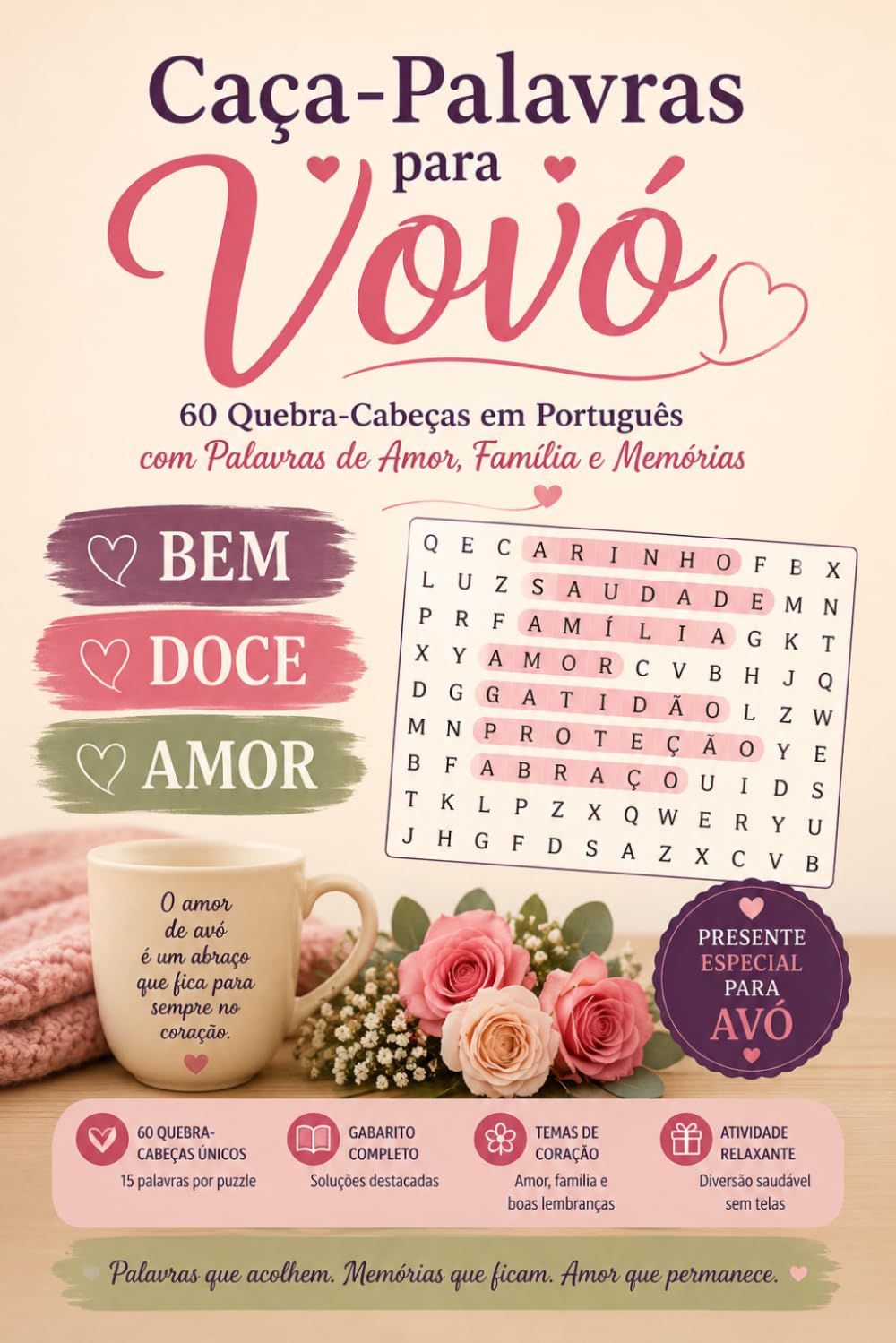 ler totalmente Caça-Palavras para Vovó: 60 Quebra-Cabeças em Português com Palavras de Amor, Família e Memórias | Presente Especial para Avó | Livro de Caça-Palavras... em Português do Brasil (Portuguese Edition)