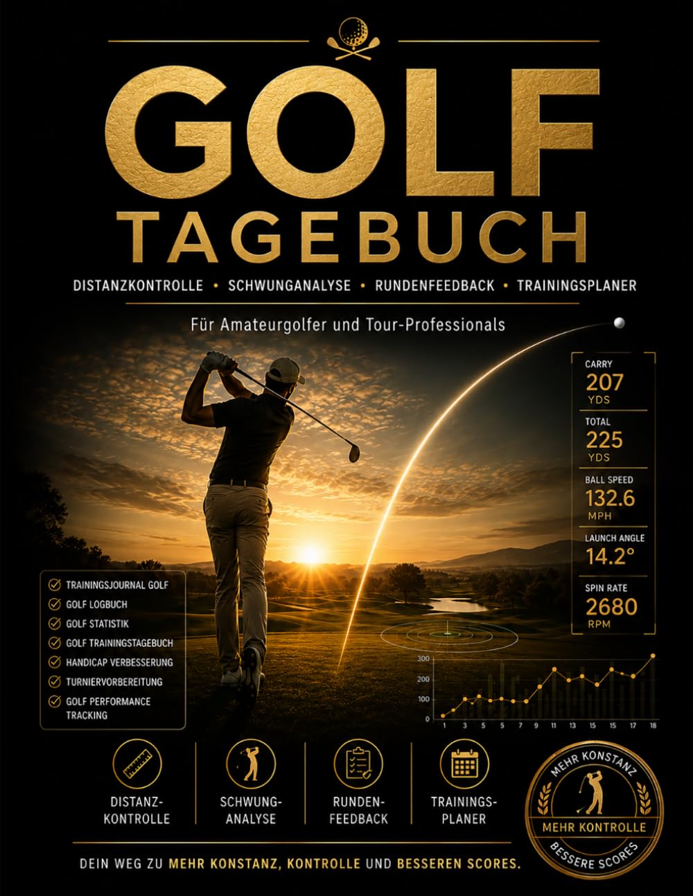 Golf Tagebuch: Distanzkontrolle, Schwunganalyse, Rundenfeedback, Trainingsplaner für Amateurgolfer und Tour-Professionals (German Edition) baixar o livro de graça