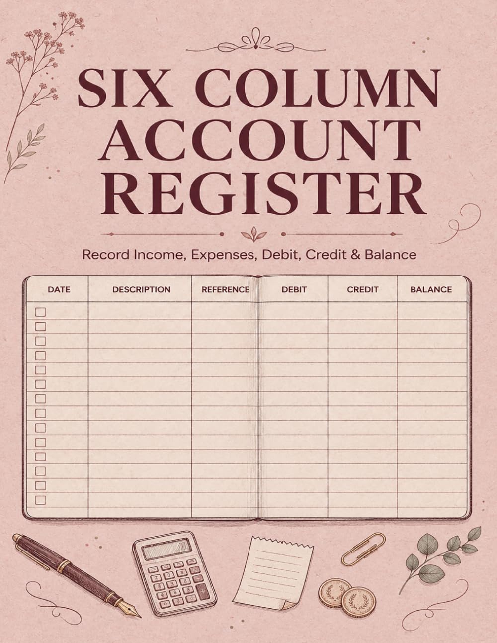 Six Column Account Register: Practical bookkeeping notebook for entrepreneurs to organize receipts, payments, balances, and daily financial activity baixar o livro de graça