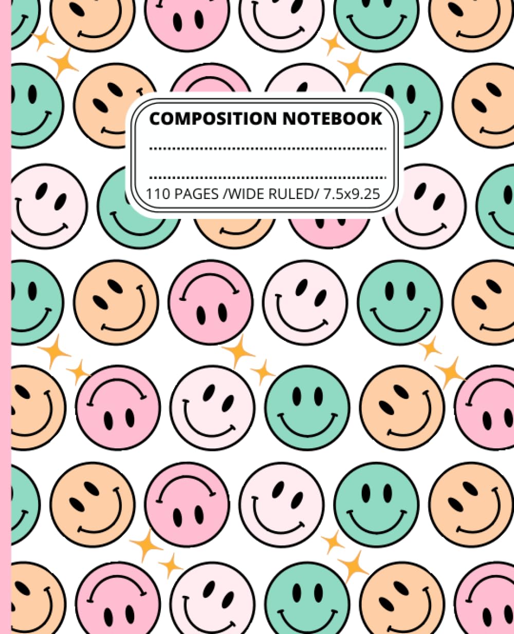 ler totalmente Composition Notebook Wide Ruled with Smiley Faces: Aesthetic Cute Notebook: Preppy Notebook for Girls, Teens