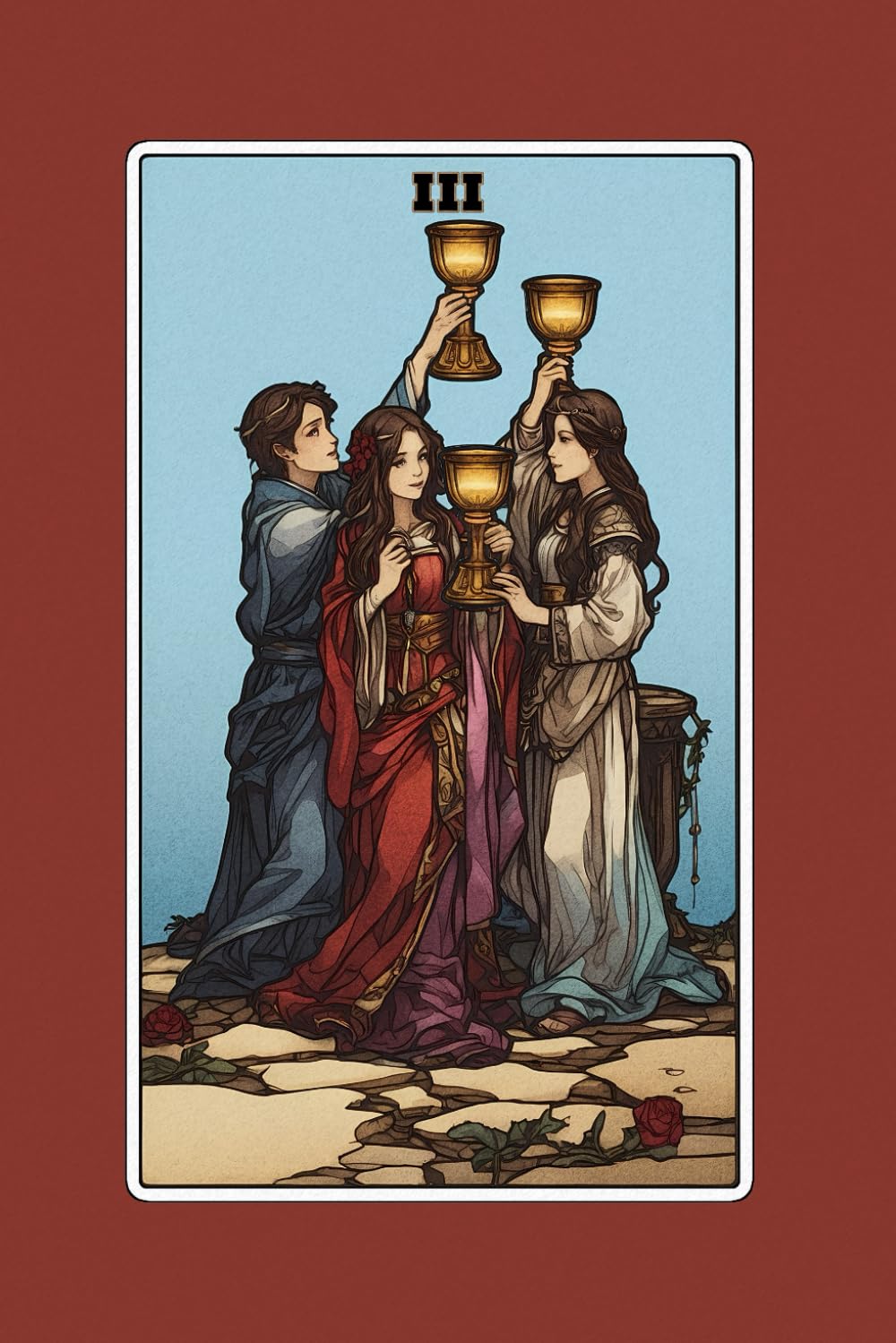 ler totalmente Three of Cups - Tarot Card Notebook - Card No.43 (Color Ed.): A5 Ruled Lined Tarot Journal Diary Sketchbook Notebook - Three of Cups (Celebration and Friendship)