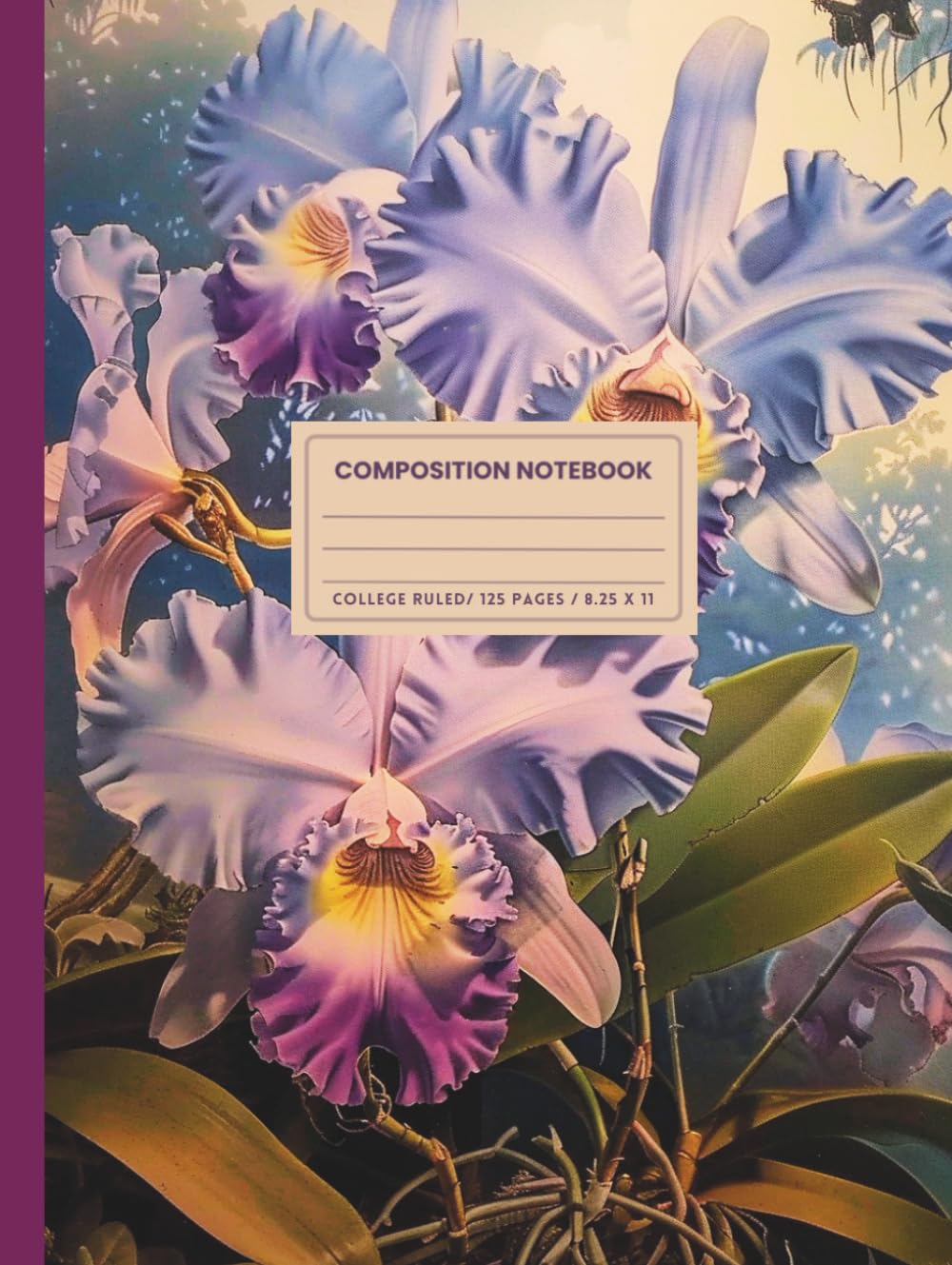 ler totalmente Composition Notebook College Ruled 8.25 X 11: Orchid Flower Vintage Botanical Illustration. Hardcover. Cute Aesthetic Journal For Girls, Students, School, Office