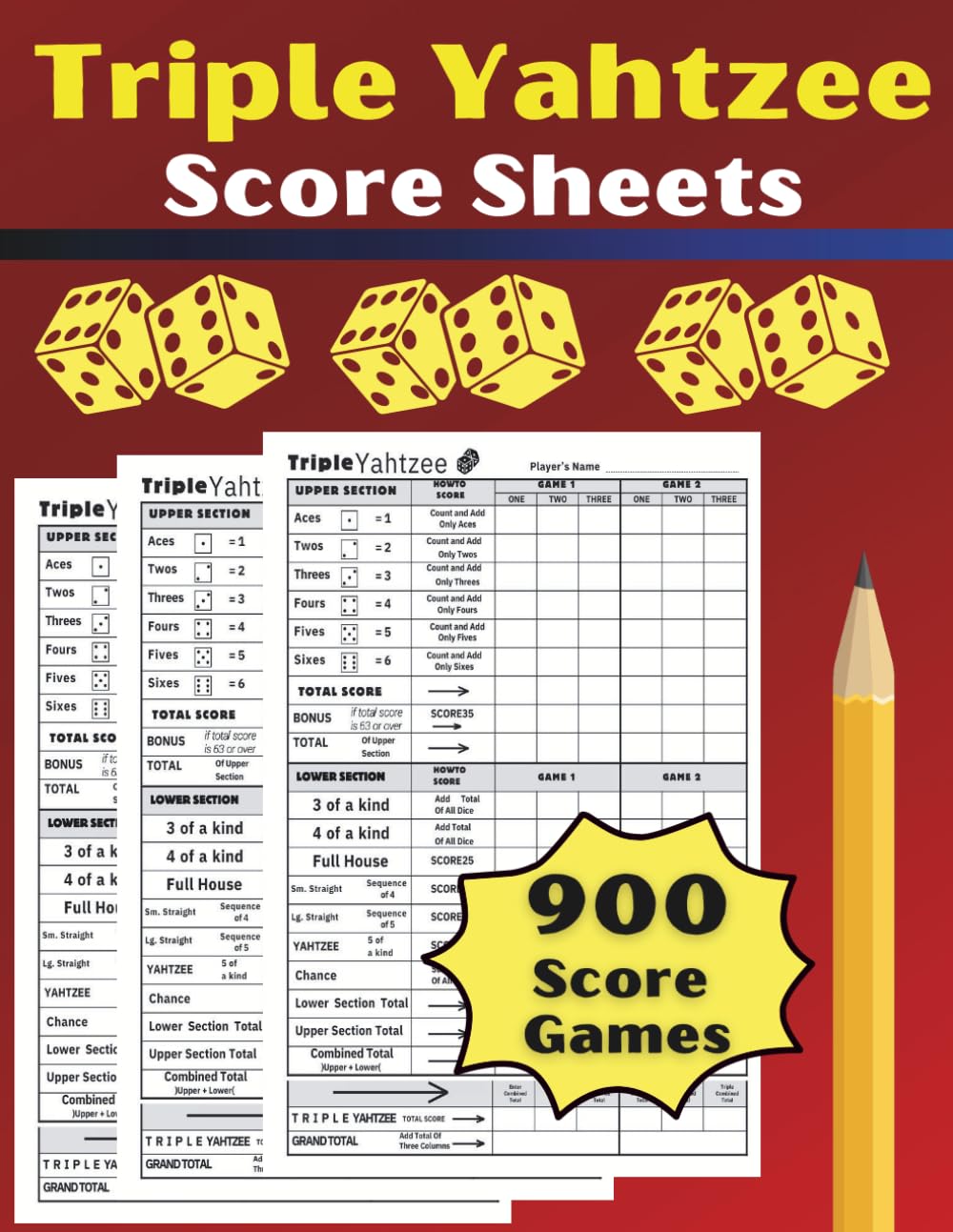 capítulo por capítulo baixar Triple Yahtzee Score Sheets: Large Score Pads with 900 Score Games, For Scorekeeping