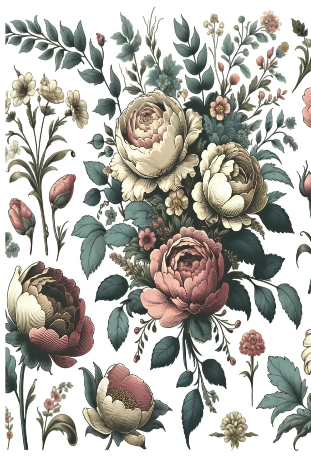 ler totalmente Composition Notebook Journal: 7.25 x 9.25, 100 page, Elegant Flora Pattern, Girls, Woman, School, College,Botanical,Aesthetic