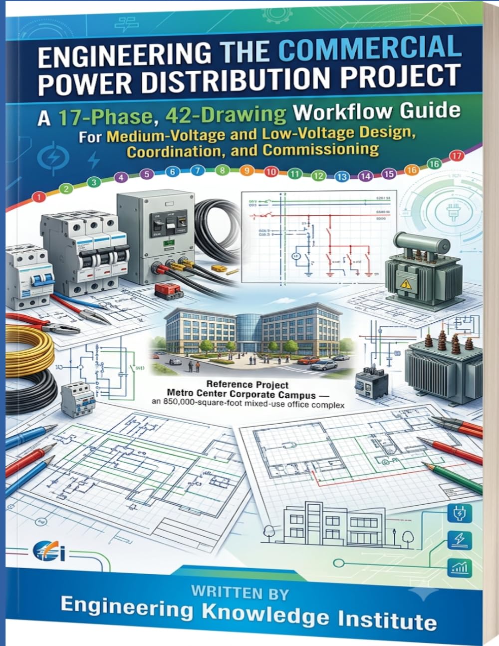 ler totalmente Engineering the Commercial Power Distribution Project: A 17-Phase, 42-Drawing Workflow Guide for Medium-Voltage and Low-Voltage Design, Coordination, and Commissioning