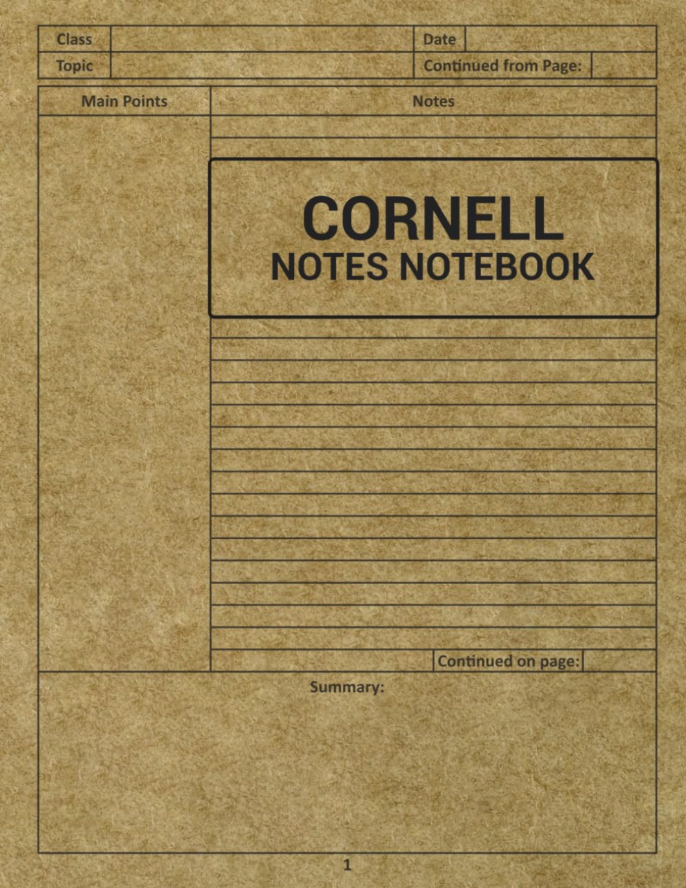 ler totalmente Cornell Notes Notebook: Cornell Style Note Taking Notebook for Students and Teachers with Simple Brown Cover | College Ruled Medium Lined Journal for Taking Notes