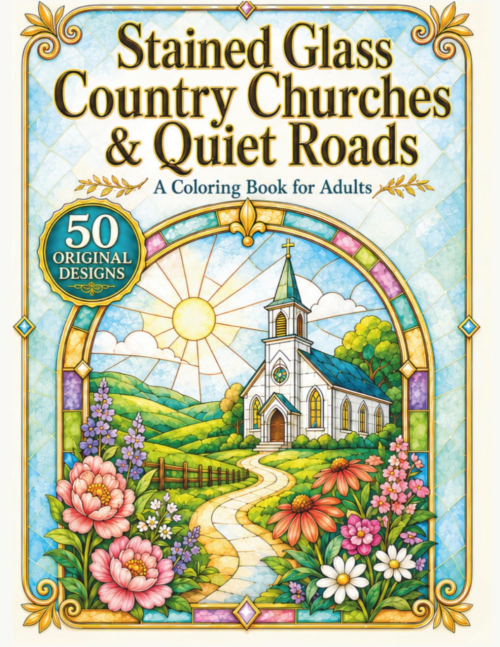ler totalmente Stained Glass Country Churches & Quiet Roads: An Adult Coloring Book with 50 Luminous Window Designs Featuring Country Churches, Peaceful Chapels,... (Luminous Stained Glass Coloring Collection)
