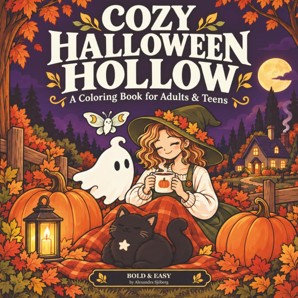ler totalmente Cozy Halloween Hollow: A Coloring Book for Adults & Teens