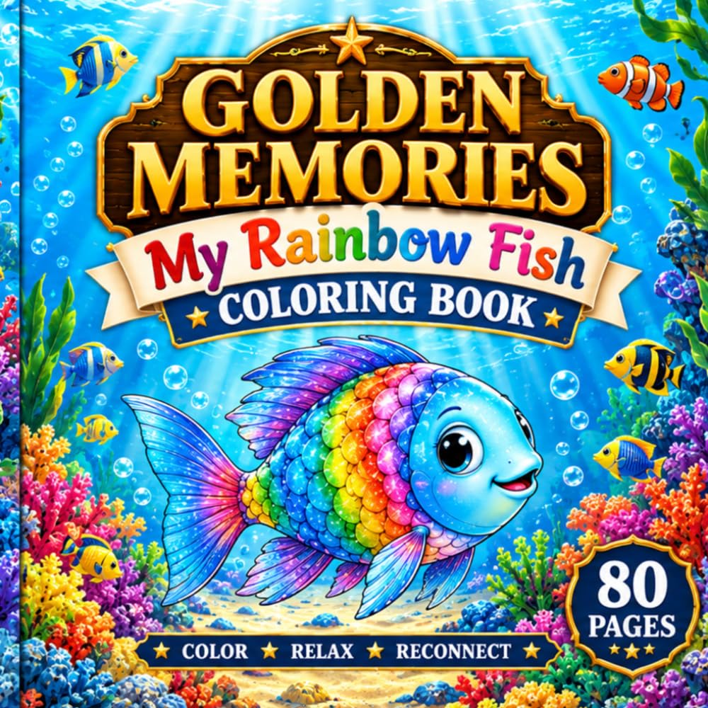 Golden Memories: My Rainbow Fish: Coloring Book for Adults and Teens, to Calm your Mind and Stress Relief — Beautiful Designs Tropical fish and colorful underwater creatures and more baixar o livro de graça