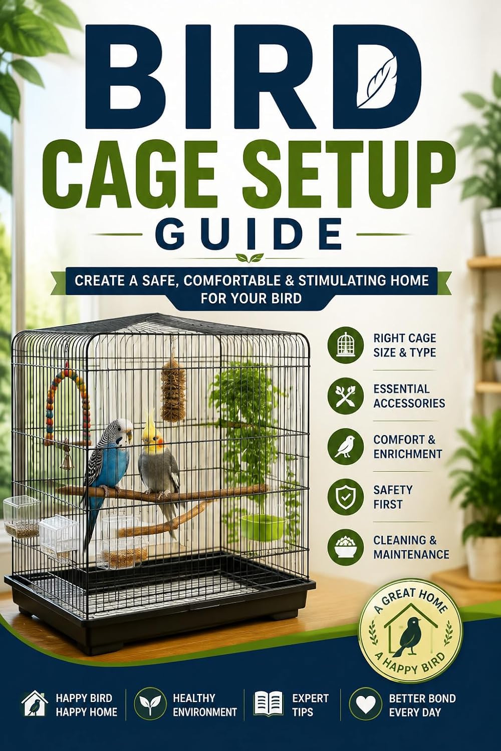 ler totalmente Bird Cage Setup Guide: How to Choose, Arrange, Clean, and Maintain a Safe, Comfortable, and Enriching Home for Your Pet Bird (Complete Bird Care Series) (English Edition)