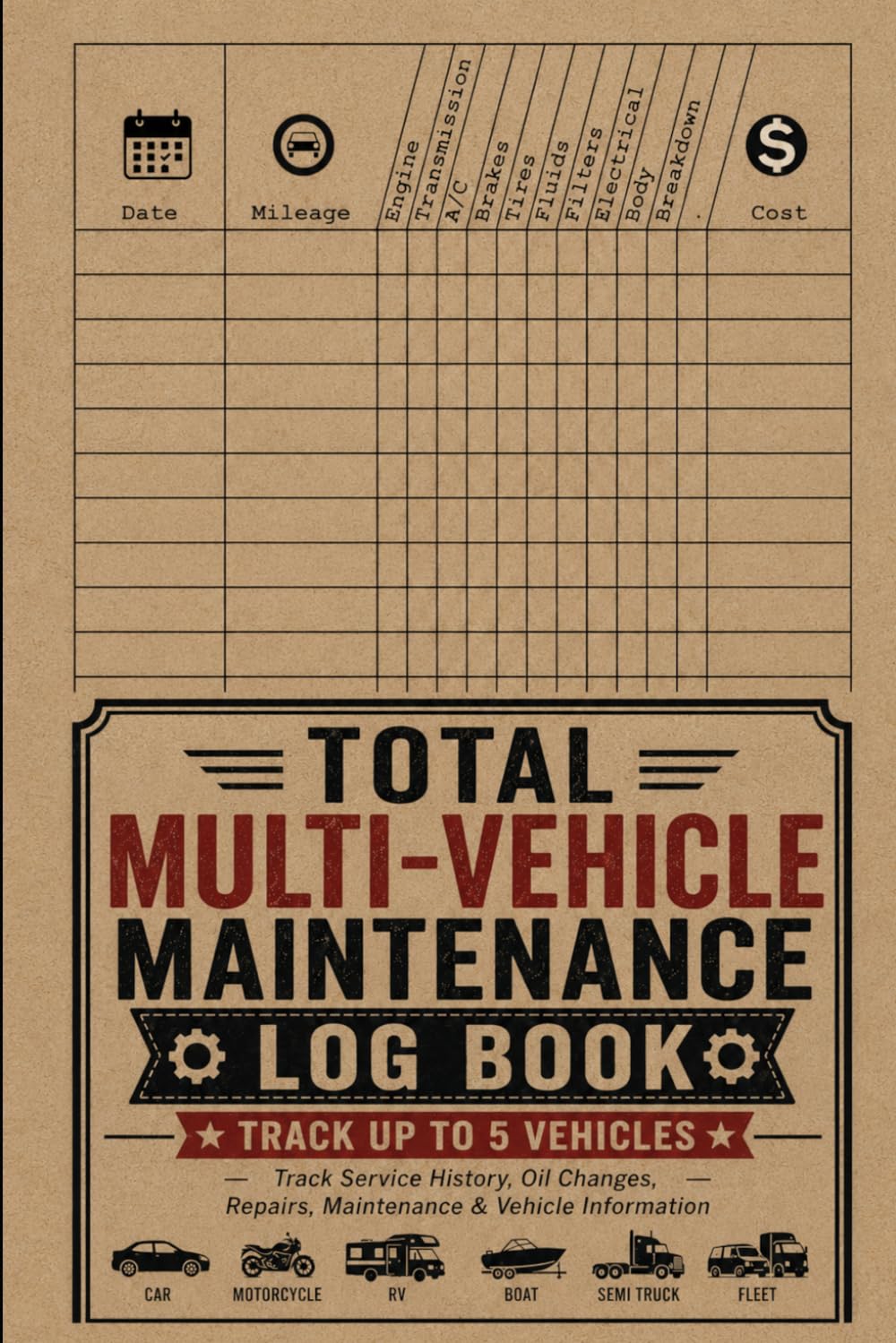 ler totalmente Total Multi-Vehicle Maintenance Log Book: Track Service History, Oil Changes, Repairs, Maintenance & Vehicle Information for Up to 5 Vehicles