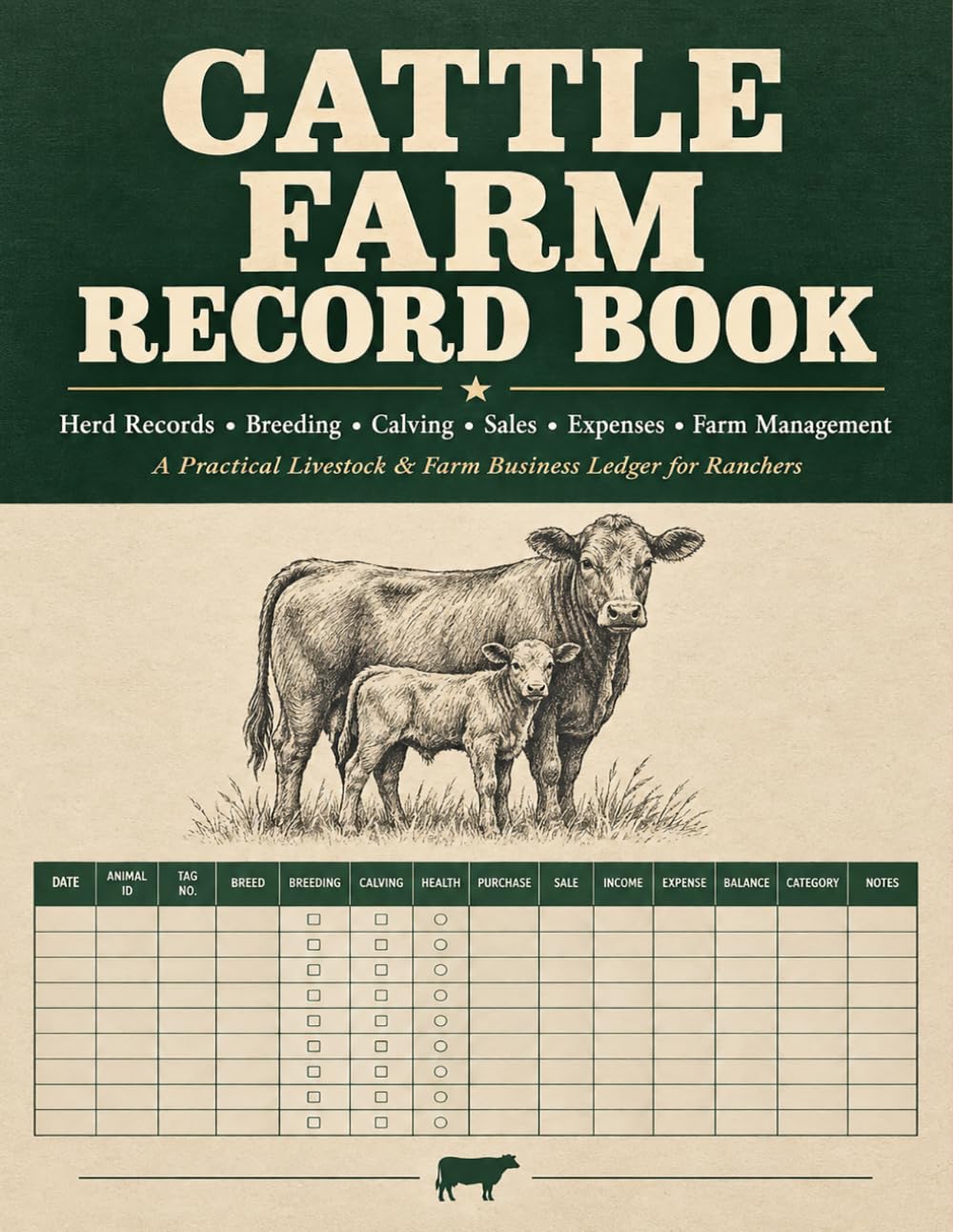 Cattle Farm Record Book: Practical herd management journal for ranchers to track identification, breeding, births, medical care, weights, and sales baixar livro de graça