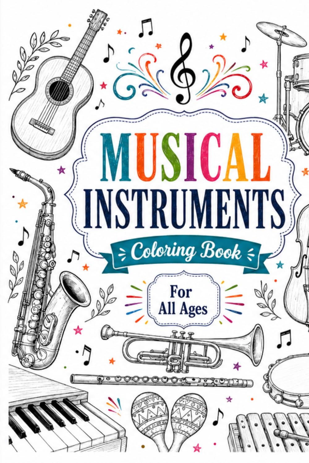 Musical Instruments: Coloring Book