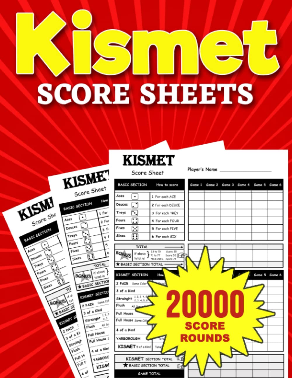 Kismet Score Sheets: 888 Large Score Pads for Scorekeeping – Kismet Score Cards | Kismet Score Pads with Size 8.5 x 11 inches