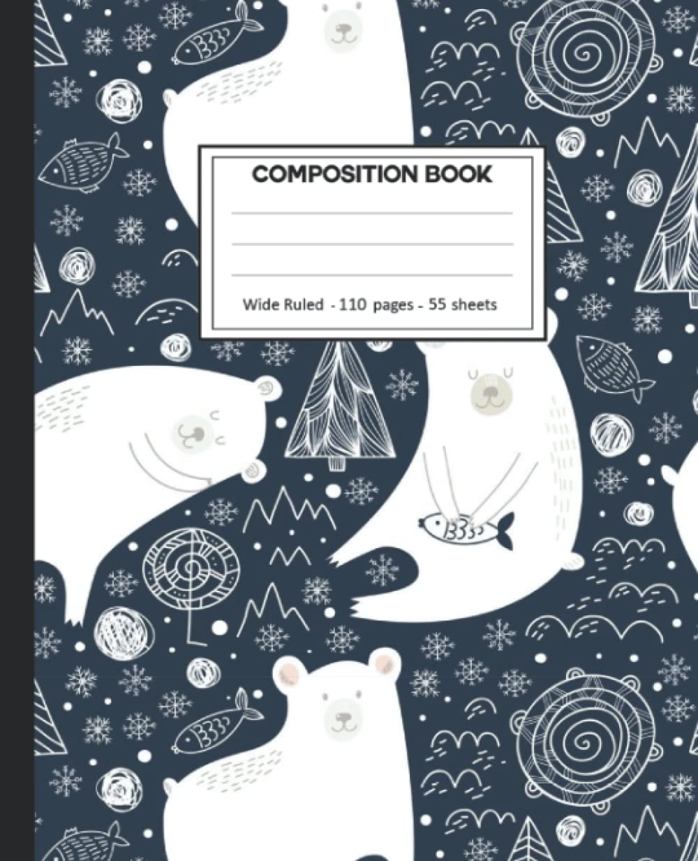 ler totalmente Composition Notebook: College Ruled: 110+ Lined Pages Writing Journal: Polar Bears on White.