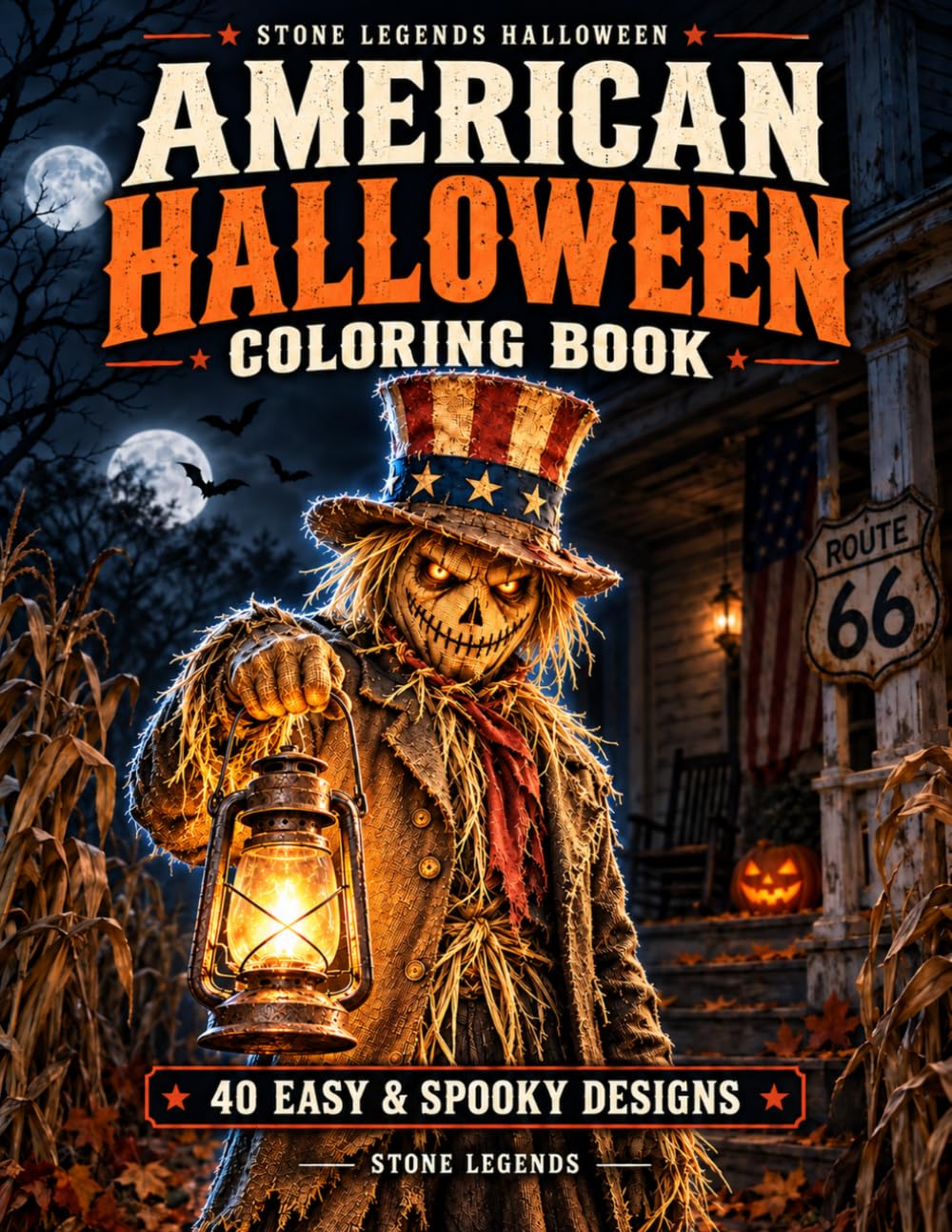 American Halloween Coloring Book: 40 Easy & Spooky Designs (Spanish Edition) baixar o livro de graça