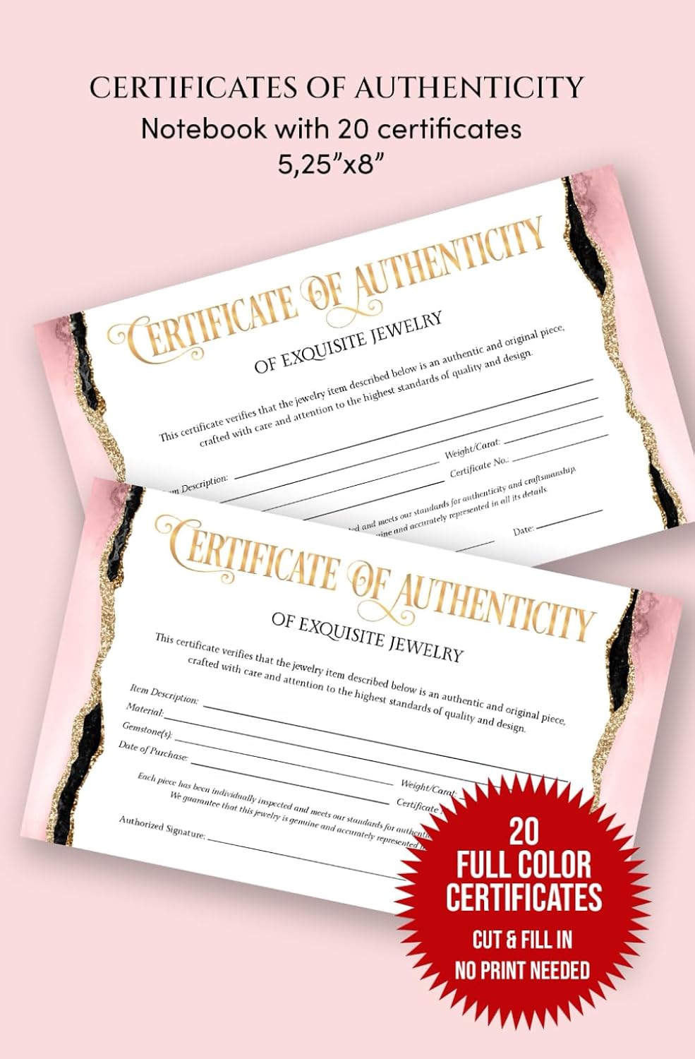 Jewelry Certificate of Authenticity: 20 Fill-In Certificates for Handmade and Fine Jewelry | Authenticity Forms for Jewelers and Designers baixar o livro de graça