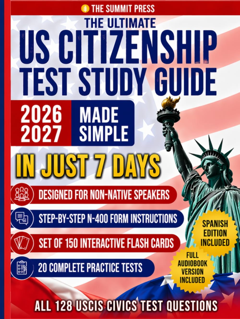 The Ultimate US Citizenship Test Study Guide Made Simple: Ace the Test on Your First Try in Just 7 Days with Expert Hacks from Former Examiners. 128 USCIS Q&A, and 20 Mock Tests Included baixar livro de graça