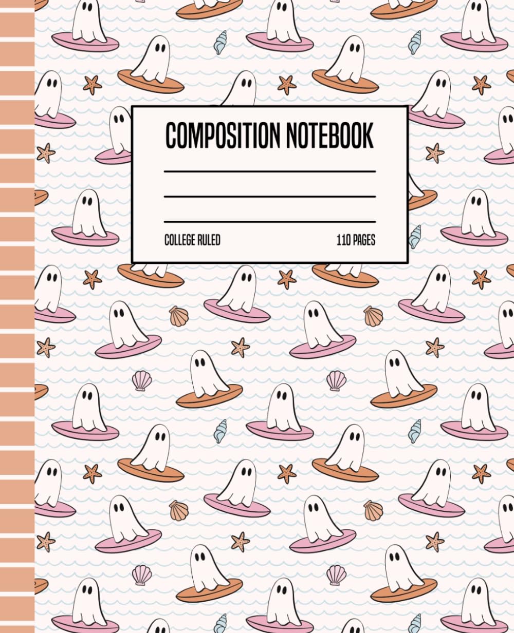 Cute Ghost Surfing Composition Notebook: Beach Halloween Lined Journal with Seashells & Starfish, 7.5 x 9.25 Inch, 110 Pages baixar livro de graça