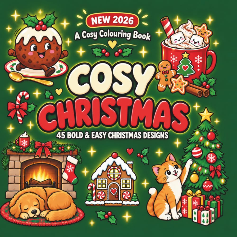 ler totalmente Cosy Christmas: Bold & Easy Christmas Coloring Book for Adults, Teens and Older Kids with Cute Festive Scenes for Relaxation and Stress Relief (GEM Books)